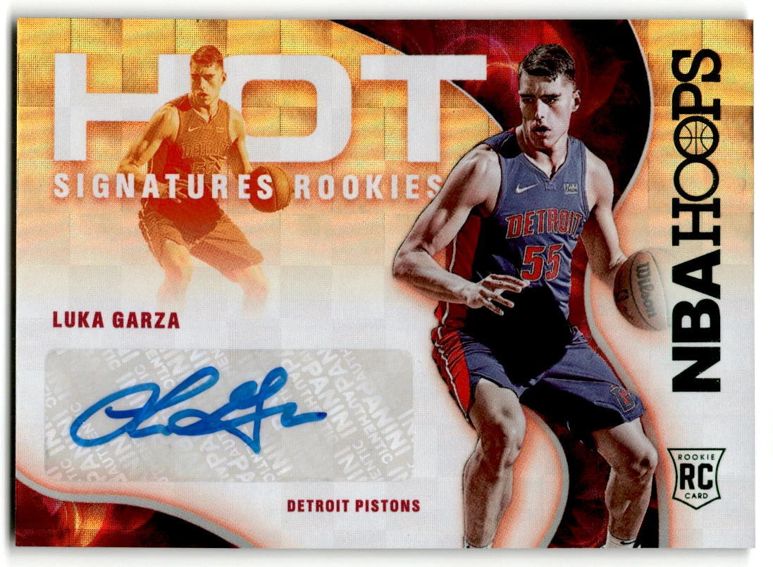 2021-22 Hoops #HSR-LG Luka Garza Hot Signatures Rookies Detroit Pistons Auto
