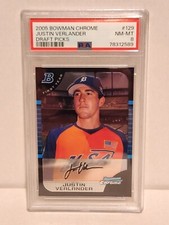 2005 Bowman Chrome #129 Justin Verlander Draft Picks PSA 8