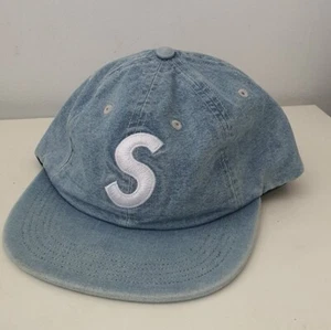 SS18 Supreme Washed Chambray S Logo 6 Panel cap light Blue hat - Picture 1 of 12