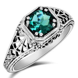 1CT Natural Aquamarine 925 Sterling Silver Art Deco Style Ring Jewelry Sz 7 XB3 - Picture 1 of 4