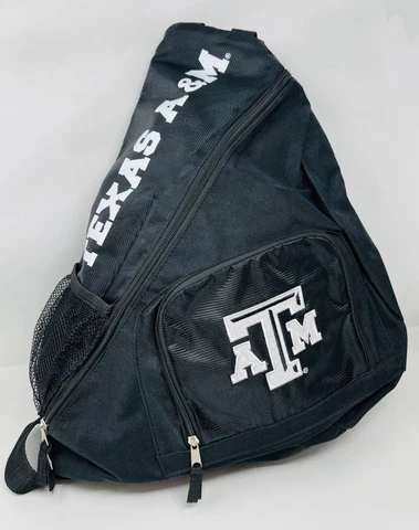 Texas A&M BLACK Sling Backpack Black White - NCAA - COLLEGE -SCHOOL - WORK Cover