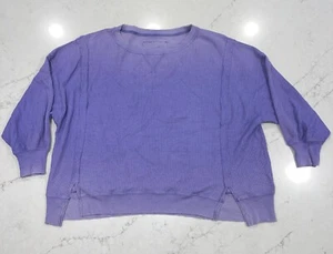 American Eagle This Feels Seriously Lived In M Oversized Lilac Thermal Knit Top - Picture 1 of 10