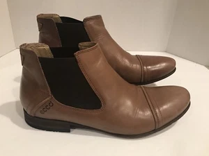ECCO MEN TAN LEATHER PLAIN TOE CHUKKA ANKLE BOOTS~SIZE  EU 40 USA 8.5 US - Picture 1 of 10