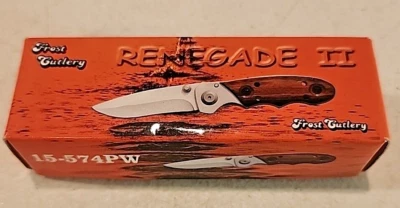 Cuchillo Plegable Frost Cuttlery RENEGADE II 3.5" Lockback 15-574PW Mango Pakkwood  Foto 1 de 4