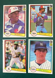1982 Baseball Card Lot 4 Donruss RAINES, RICKEY HENDERSON, F. ALOU, MURCER NM/MT - Picture 1 of 2