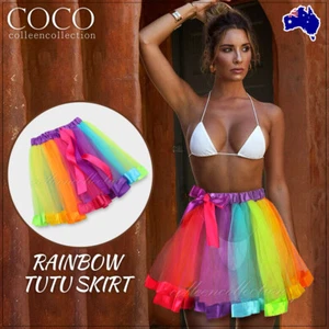 Adult Girl Women Rainbow Tutu Skirt Dressup Costume Ballet Bubble Dancewear AU - Picture 1 of 7