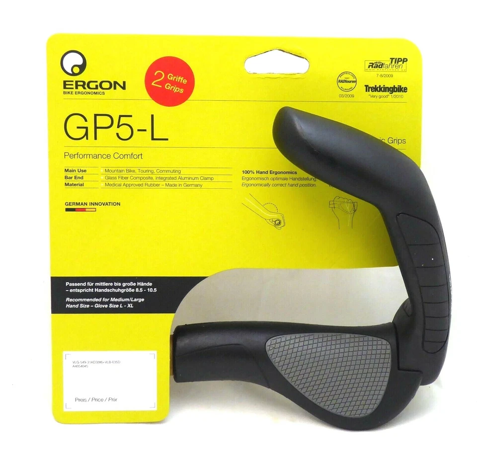 Ergon GP5-L Grips - Black/Gray, Lock-On, Large - Image 1 of 1