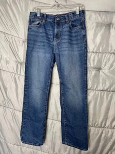 Lot of 2 Pair Old Navy Jeans Boys 14 Plus Blue Built in Tough Dark Wash Straight - Picture 1 of 11