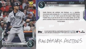 Julio Rodriguez SEATTLE MARINERS 2022 TOPPS NOW ROOKIE CUP TEAM RC-7 SP 4015 - Picture 1 of 1
