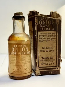 1910er Zwiebel Aroma Extrakt Larkin Seife Co Buffalo New York Etikettenbox - Bild 1 von 10