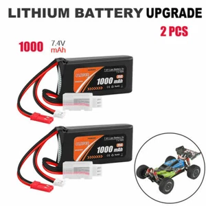 Confezione da 2 batterie lipo 7,4 V 1000 mAh PH2.0 & JST spina axial SCX24 per 1/10 1/16 1/18 - Foto 1 di 10