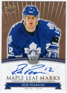 2017-18 Toronto Maple Leafs Centennial Marks Auto #MLMRP Rob Pearson *S2732