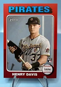 2024 Topps Heritage Henry Davis RC Rookie Pittsburgh Pirates Red Border #415 SSP - Picture 1 of 2