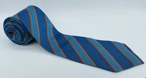 Ferucci Seidenkrawatte blau & gold gestreift H-1 3/4” E-3 1/2” L-58 1/4” - Bild 1 von 3