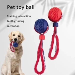 Interactive Dog Toy Ball Interactive Teether With Rope Dog Ball Pet Chew - Picture 1 of 11