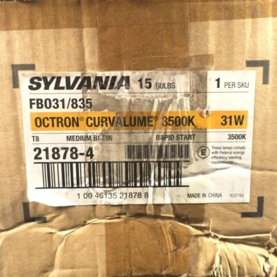 Sylvania FB031/835 Octron Curvalume 3500K 31W T8 Medium Pin 218789-4, Case of 15 - Image 1 of 4