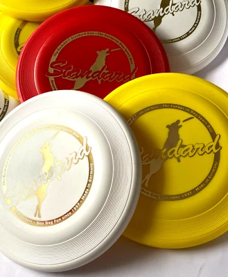 Frisbee Kunststoff Hundefrisbee Discrocker RockStar Standard rot gelb weiß DC100 - Bild 1 von 4