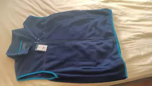 Gilet uomo Crown & Ivy pile L large full zip golf blu navy con tasche nuovo con etichetta - Foto 1 di 3