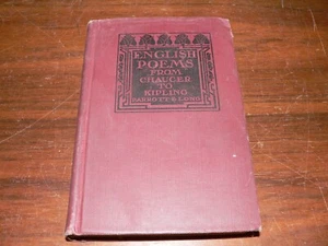 Antique 1902 "English Poems From Chaucer to Kipling" Hardcover Poetry Book - Picture 1 of 10