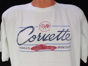 Vintage Ouray Sportswear T Shirt Men XL White w/ Corvette Graphics Cotton E25 - Picture 1 of 6