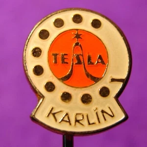 значок-Odznaka-TESLA-Producent elektroniki-Czechosłowacja ok. 1950-1980 - Zdjęcie 1 z 2