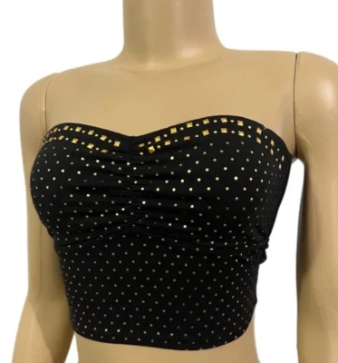 Victorias Secret PINK Cotton Bandeau Strapless Bralette Bra Small Black New - Image 1 of 4