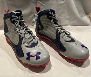 Men's Under Armour Clutch Fit Spine Football cleats Grey/Blue/Red size 15 - Picture 1 of 9