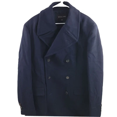 $998 Michael Kors Midnight Blue Double-Breasted Wool Overcoat Mens Size 2XL - Image 1 of 4