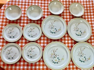 Vintage Mount Clemens Pottery Japan Floral Stoneware Service for 4 Plates Bowls - Picture 1 of 24