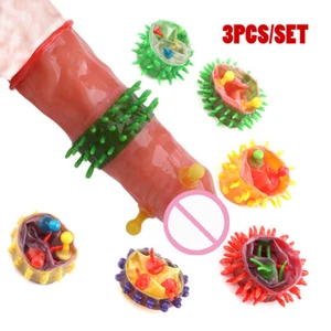 3 Stück dünnes Latexkondom Erwachsene empfindlich Orgasmus gepunktet gerippt stimuliert vaginal - Bild 1 von 9