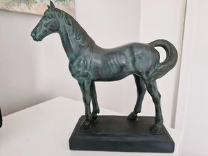 Large Aged Bronze affect Resin Horse Sculpture. 12" Tall - Picture 1 of 9