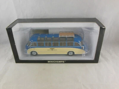 Scarce Minichamps 439 030082 1953 Setra S8 in Blue & Ivory "Kross-Reisen" 1:43   - Image 1 of 4