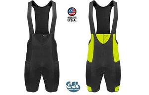 Tall Men's Gel Touring Padded Cycling Bib-Shorts | Large Mesh Pockets - Picture 1 of 13