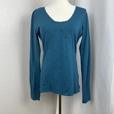 Horny 蟾蜍上衣女式中号蓝色斜纹有机棉混纺休闲极简主义 — 第 1/4 张图片