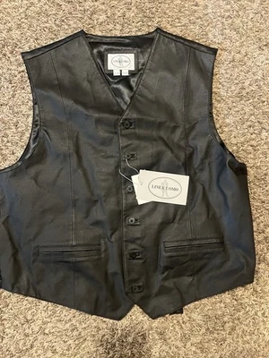 Chaleco de Cuero Linea Uomo Negro Talla Extra Grande XL Nuevo Con Etiquetas  Foto 1 de 3