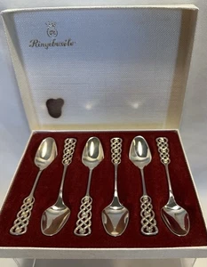 David Andersen 830 Argento Set di 6 Cucchiai Demitasse Modello Ringebu In Scatola - Foto 1 di 7