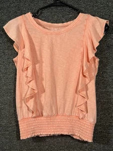 Justice Girls Peach Sleeveless Ruffled Top Size L (12/14) - Picture 1 of 7