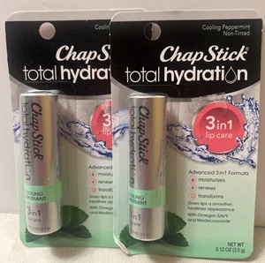 2 Pack ChapStick Soothing Total Hydration Cooling Peppermint 3 In 1 Lip Care - Picture 1 of 2