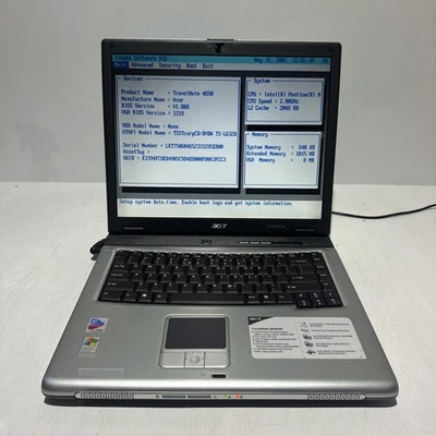 Acer Travelmate 4650 15" Laptop Intel Pentium 1gb Ram No Drives Boots Bios - Image 1 of 4