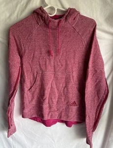 Adidas Hoodie Hoodie Pink Pullover Drawstring Pockets Girls 10-12 (Womens XS) - Picture 1 of 3