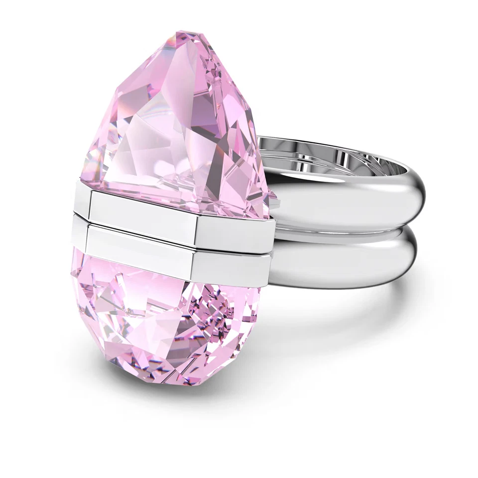 SWAROVSKI Lucent ring Magnetic Pink Rhodium plated Size 5.5