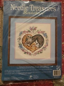 NIP Needle Treasures Borderlines Counted Cross Stitch craft kit Loving Kittens - Picture 1 of 2