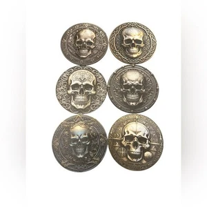 NEU Set mit 6 Holzuntersetzern 4 Zoll Totenköpfe - Bild 1 von 1