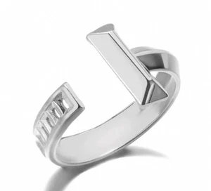 Versilberter geometrischer offener T-Bar verstellbarer Ring - Bild 1 von 2