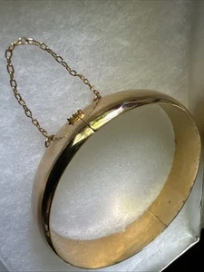 Vermeil 925 Sterling Silver Gold Plated Hinged Bangle Bracelet - Picture 1 of 8