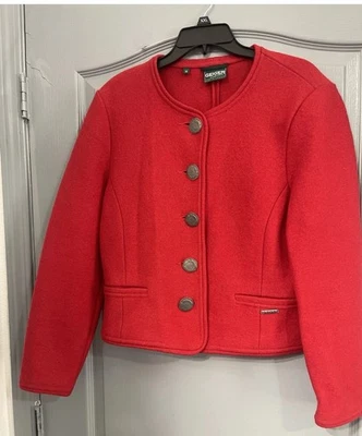 Vintage Geiger Boiled Wool Jacket Blazer Red US Size 8/10 (S/M) Austria Size 38 - Image 1 of 4