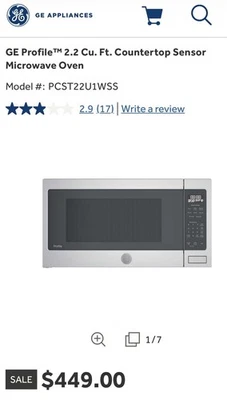NUEVO GE Profile PCST22U1WSS 2.2 ft³ Microondas de encimera de acero inoxidable de 1100 vatios Foto 1 de 4