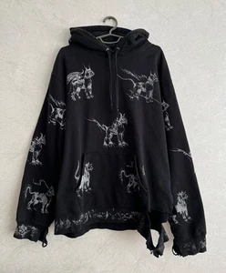 Felpa con cappuccio Supreme Hell Animals cane stampa all over uomo nera invecchiata taglia XL - Foto 1 di 17