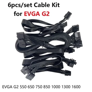 6pcs/set Cable Kit for EVGA G2 1000 1300 1600 24Pin CPU PCIE 6+2p SATA/IDE Cable - Afbeelding 1 van 7
