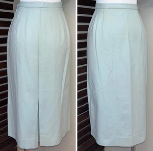 1940s 1950s Vintage Light Green Wool Rockabilly Pencil High Waist Skirt - Picture 1 of 4